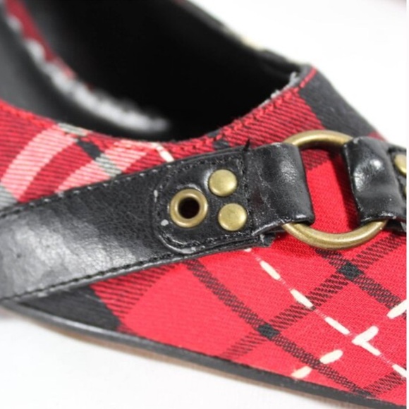Wild Rose Y2K Vintage style (7.5) Red Tartan Plaid Pointy Toed High Heels NWOT - Picture 8 of 12